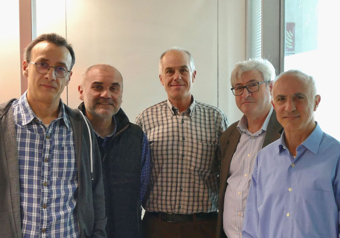 Teachers of the course: (From left to right) Francisco Gálvez (ABDProf S.L.); Alfred Pastor, Juan Manuel Orduña and Enrique Navarro (ETSE-UV); and Armando Pérez (Faculty of Physics).